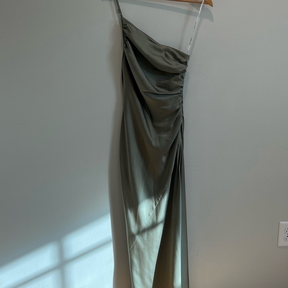 SHONA JOY LUXE ASYMMETRICAL GATHERED MAXI DRESS - EUCALYPTUS